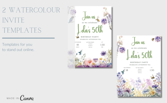 2 Watercolour Canva Editable Templates for Modern Events