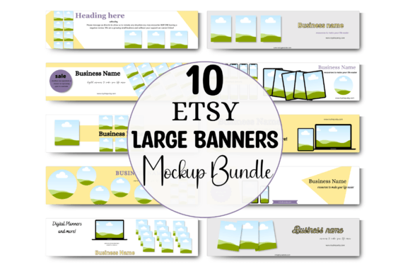 Elevate Your Etsy Shop with 10 Large Banner Mockup Templates